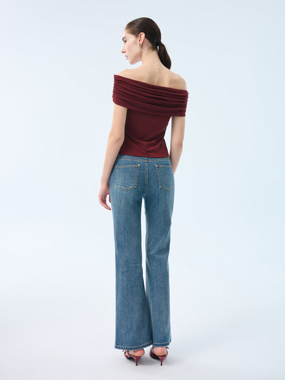 Denim Micro-Flared Women Ankle-Length Jeans