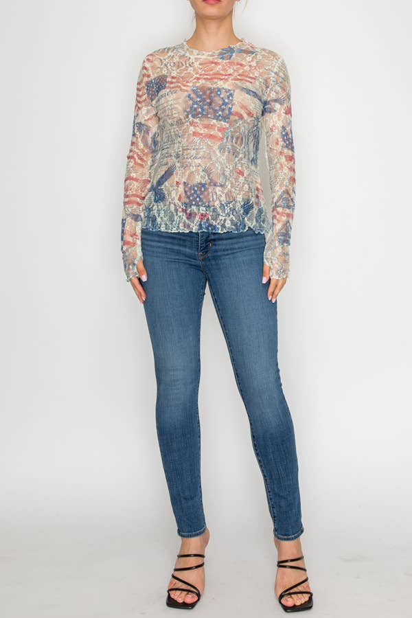 Sparkly lace top  OLS-4982BG FREEDOM: FREEDOM / XL