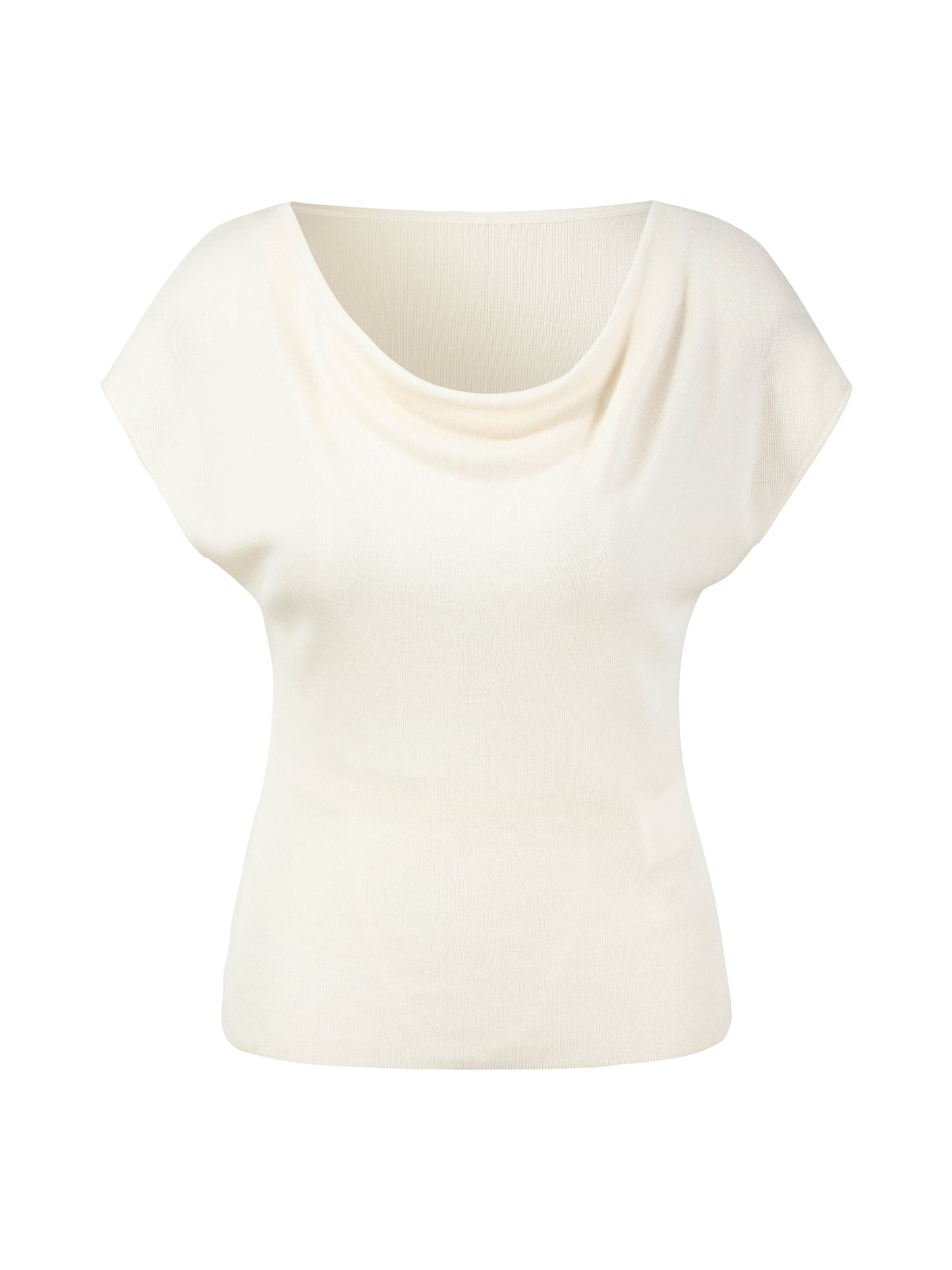 Tencel Mulberry Silk Cowl Neck Women Cap Sleeve Knit Top