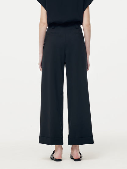 Machine Washable Wool Blend Women Straight Ankle Length Pants