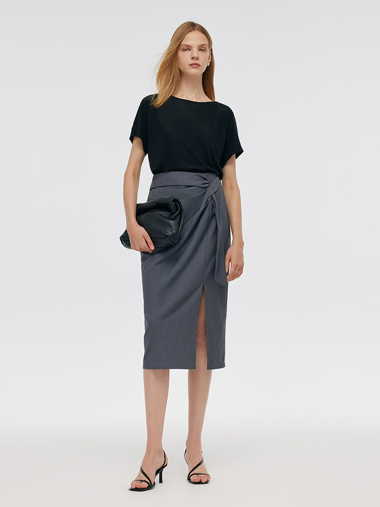 Black Acetate Top And Skirt Two-Piece Set