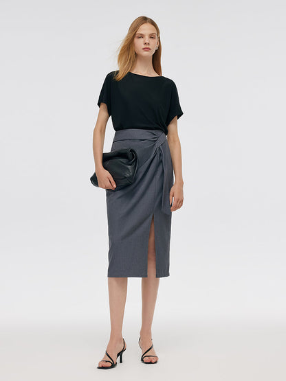 Black Acetate Top And Skirt Two-Piece Set