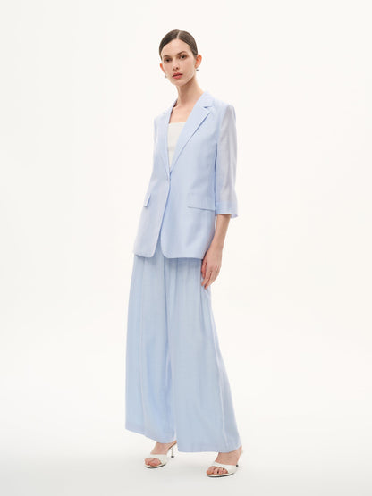 Tencel Acetate Blend 3/4 Sleeve Women Blazer