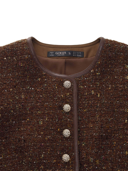 [Preview] Wool Blend Tweed Sequins Women Jacket
