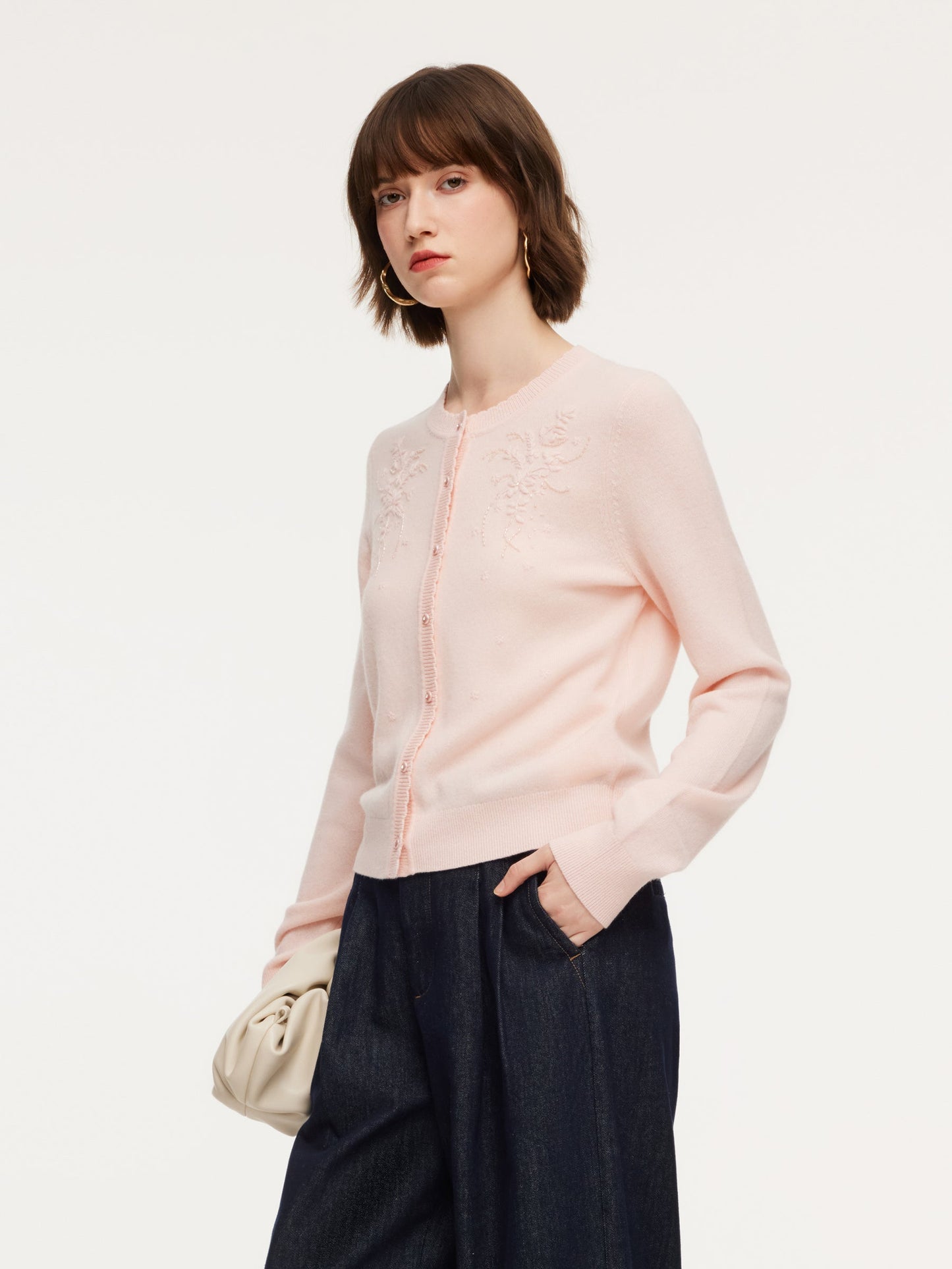 100% Wool Embroidered Women Cardigan