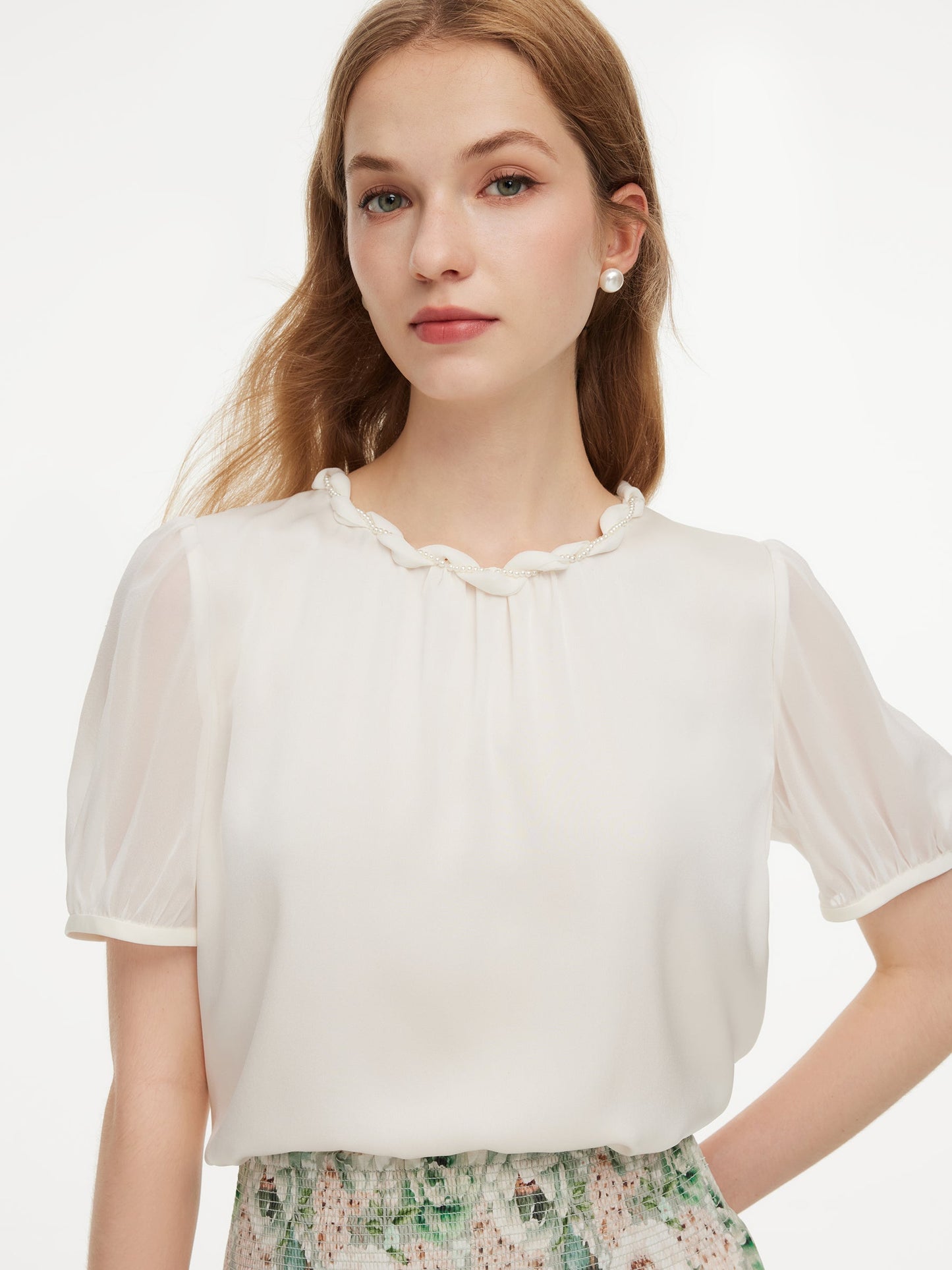 22MM Mulberry Silk Twisted Round Neck Women Blouse