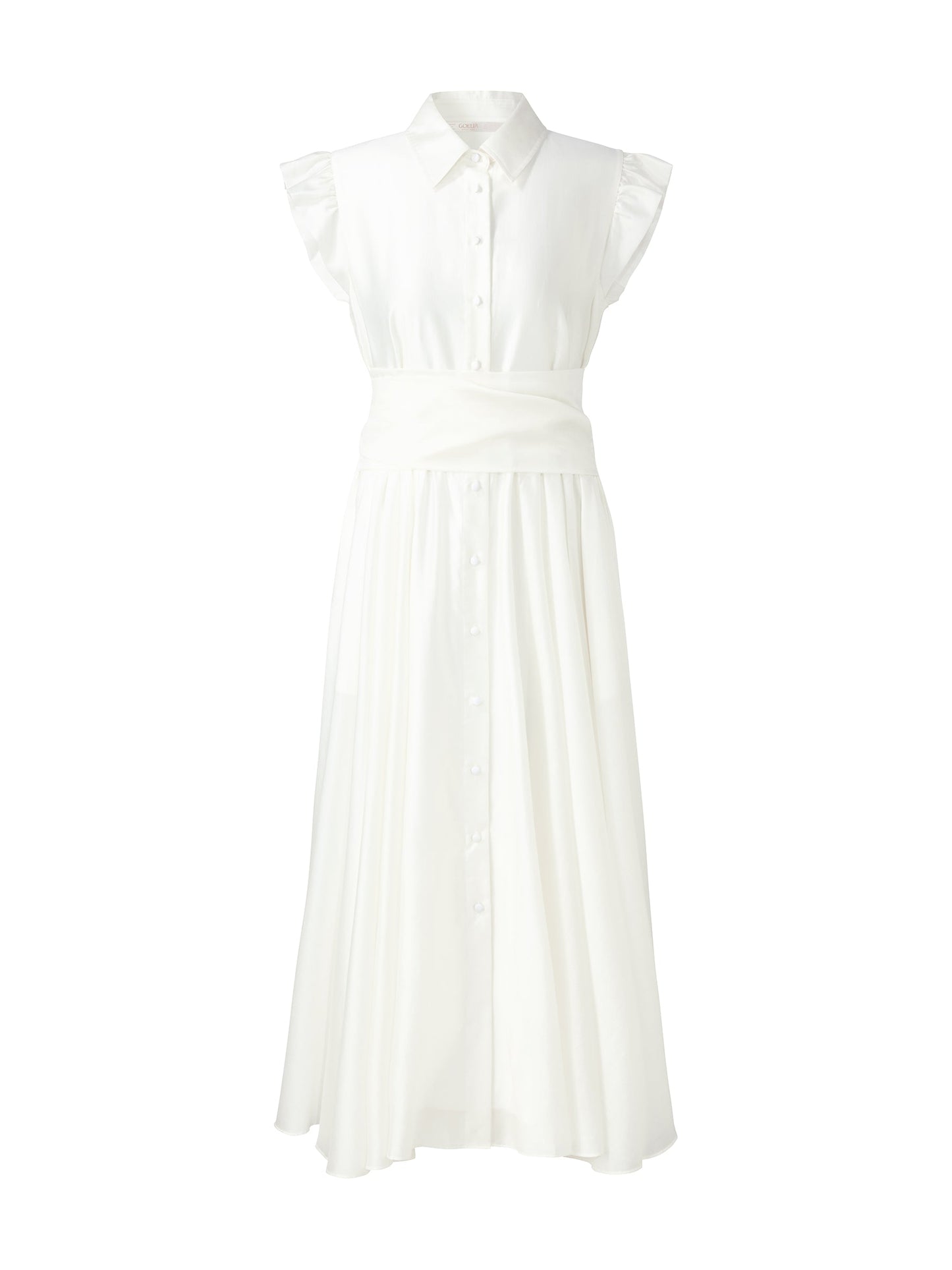 Tencel Blend Ruffle Cap Sleeve Women Maxi Dress