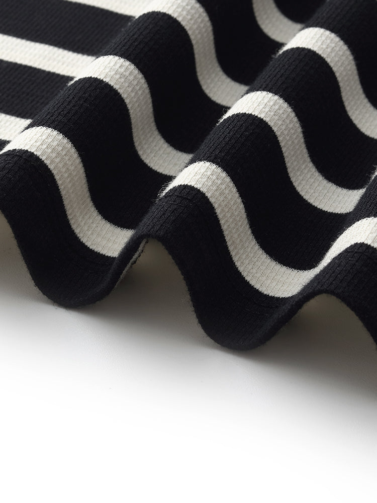 Black And White Stripe Women Knit Vest Maxi Dress