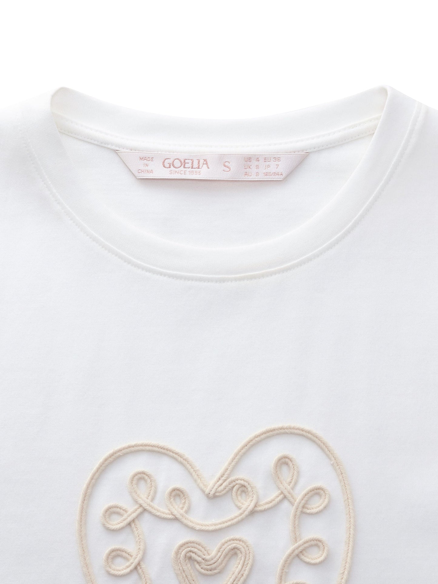 Cotton Blend Round Neck Tape Embroidered Women T-Shirt