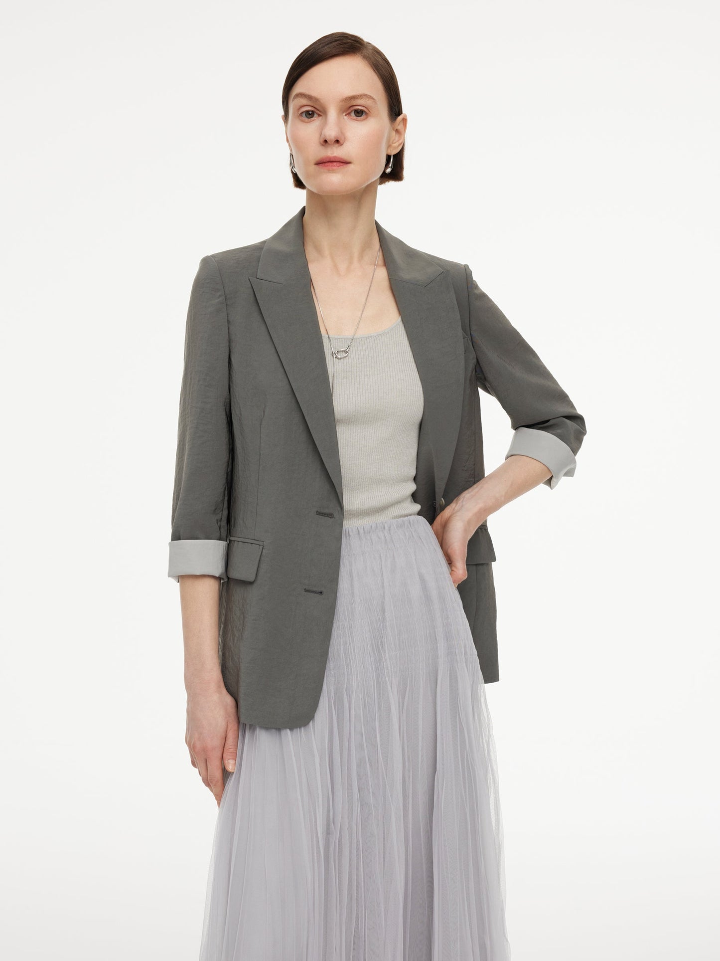 Triacetate Blend H-Line Women Blazer