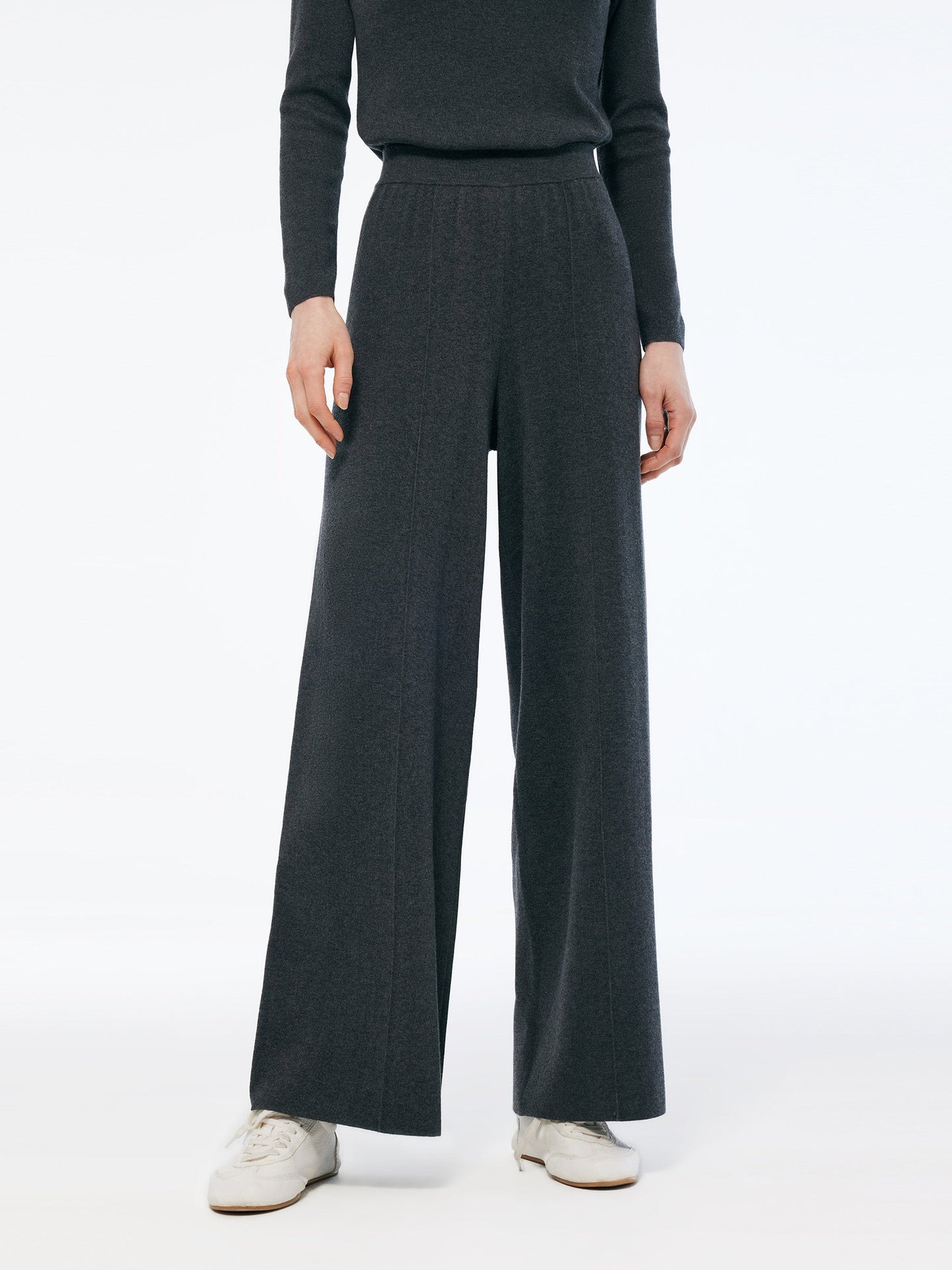 Cashmere Blend Mock Layered Knit Top And Pants Two-Piece Set