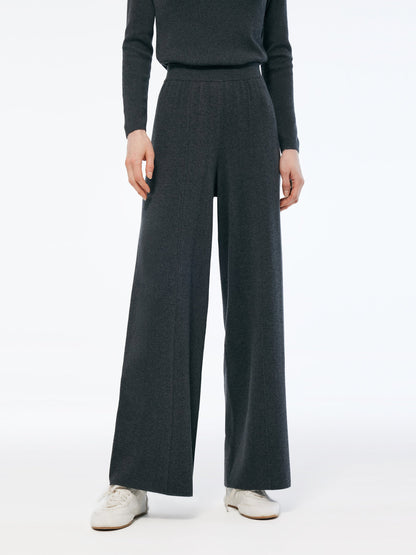 Cashmere Blend Mock Layered Knit Top And Pants Two-Piece Set