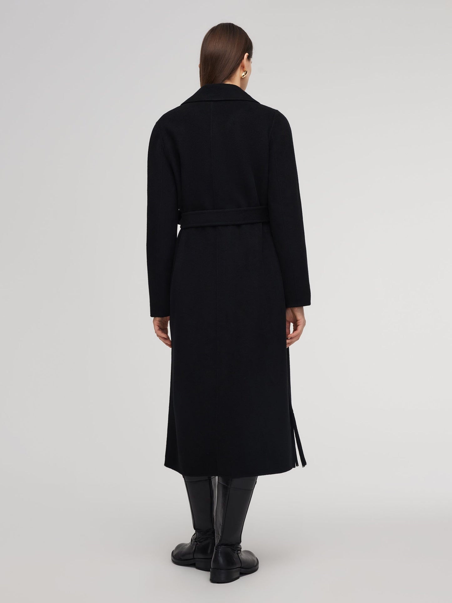 Cashmere Wool Blend Fringe Hem Women Wrap Overcoat