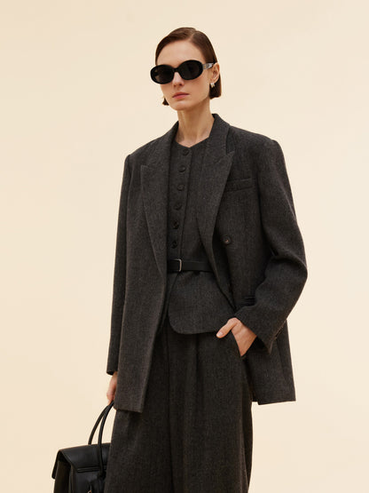 100% Washable Wool Notched Collar Women Blazer