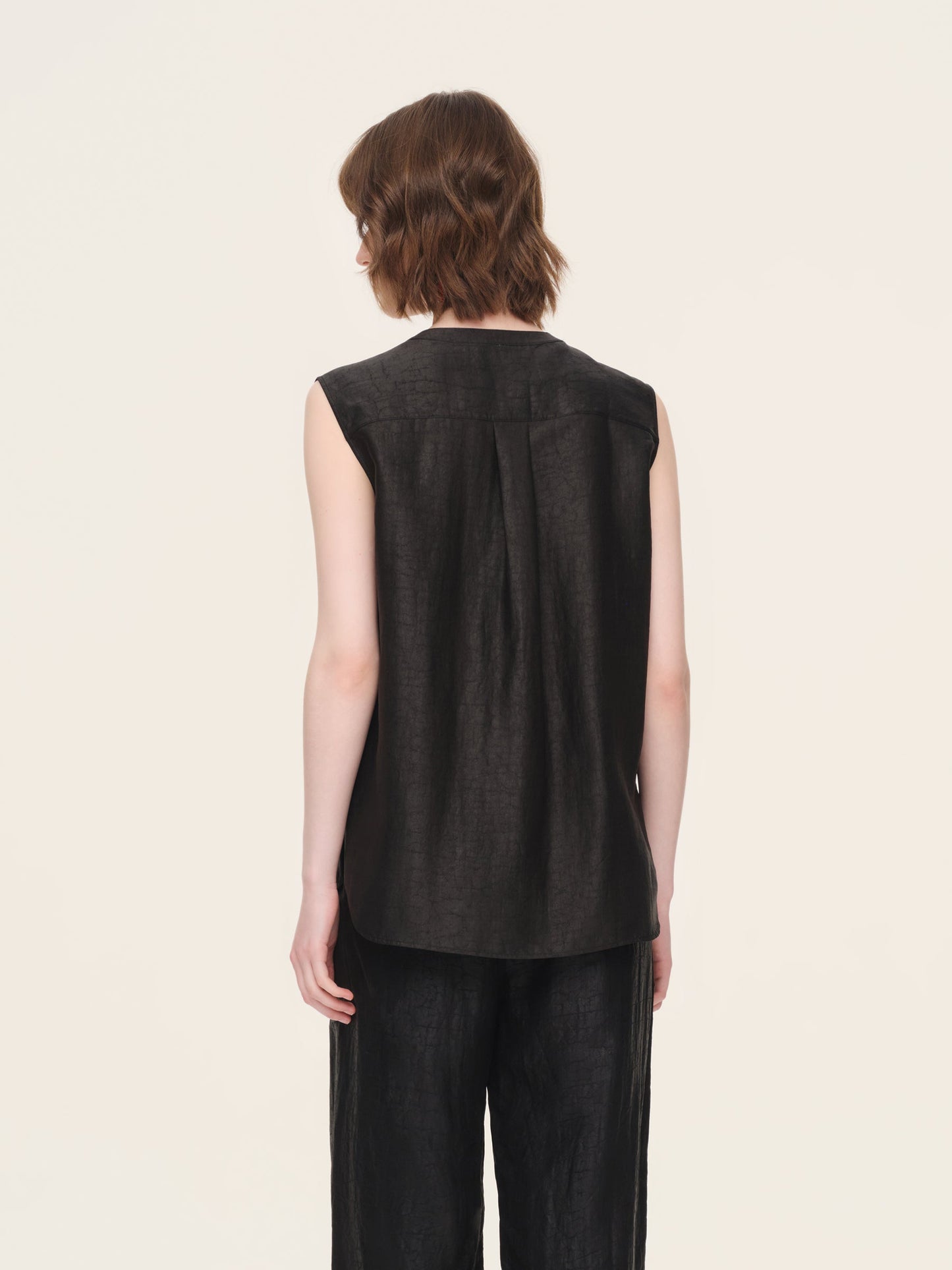 18MM Gambiered Canton Gauze Women Sleeveless Shirt