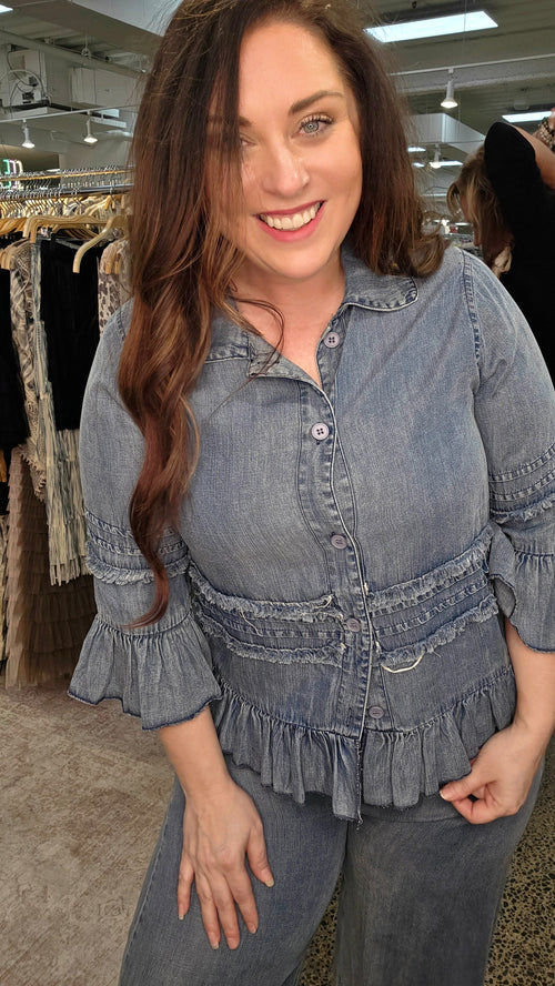 Origami - Ruffle Detail Chambray Jacket