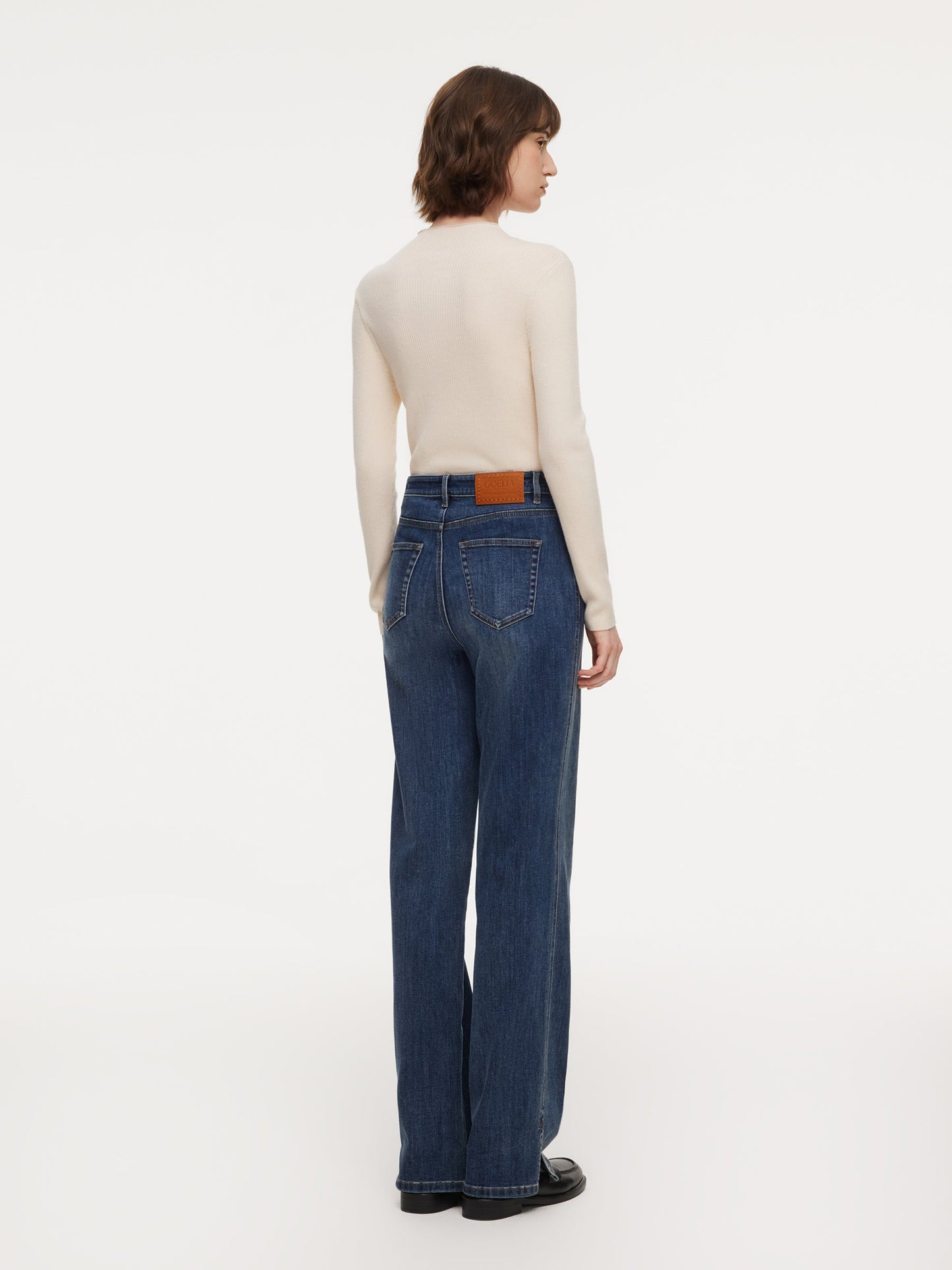 Acetate Blend Denim Micro-Flared Women Jeans
