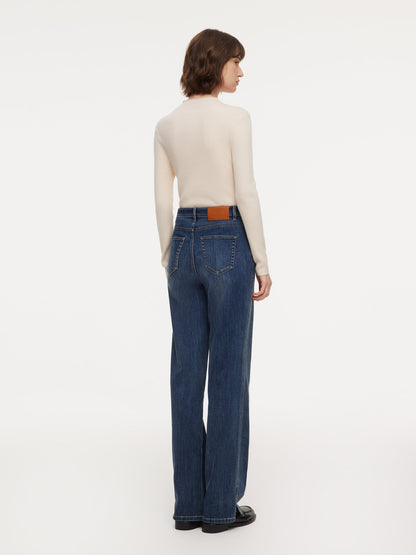 Acetate Blend Denim Micro-Flared Women Jeans
