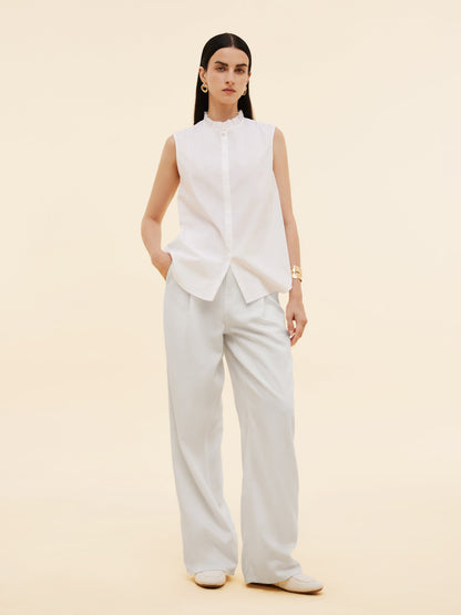 Ruffle Collar Women Sleeveless Shirt
