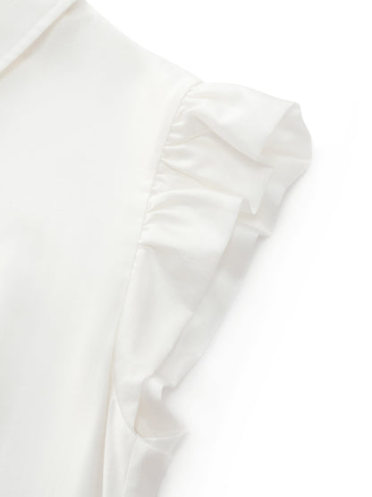 Tencel Blend Ruffle Cap Sleeve Women Maxi Dress
