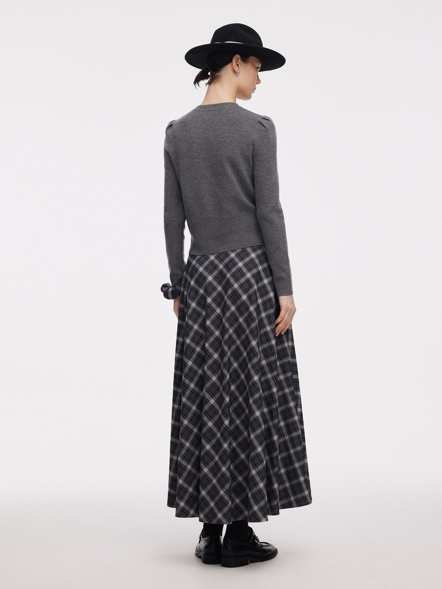 Plaid Women A-Line Skirt With Scrunchie