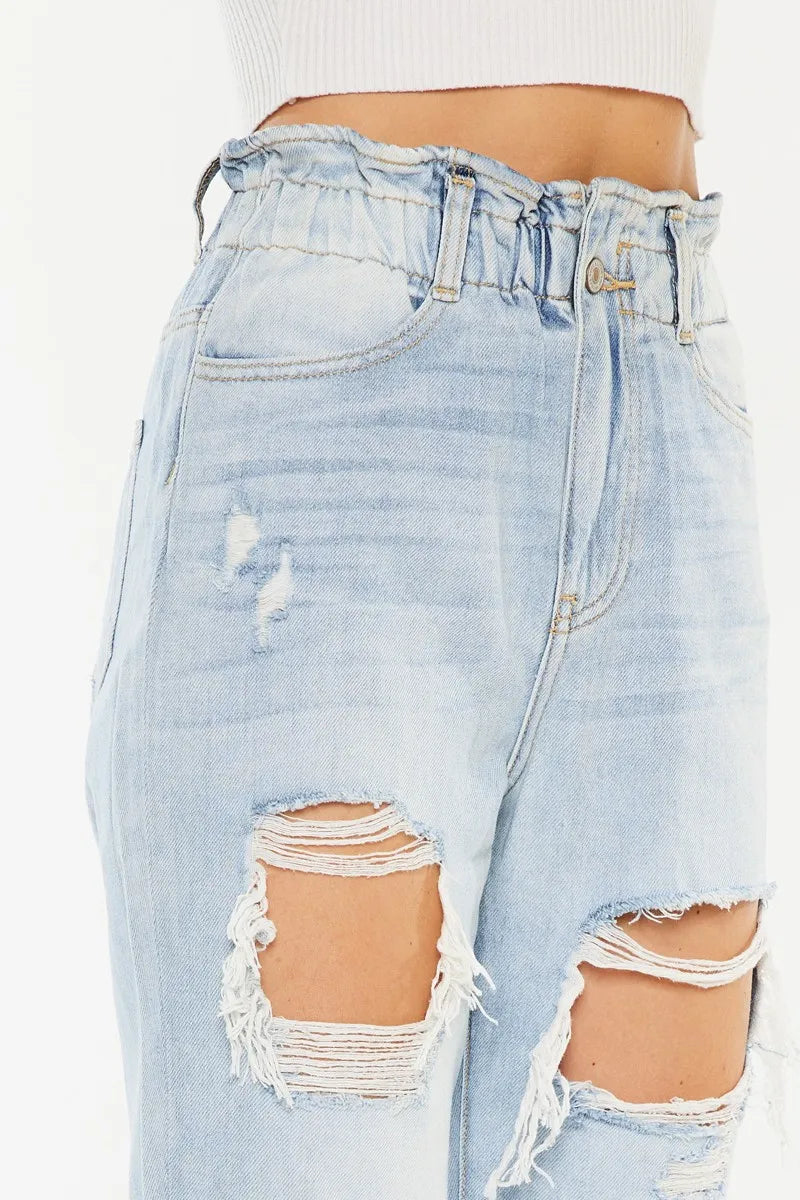 Kancan Open Pack Paperbag Mom Jeans