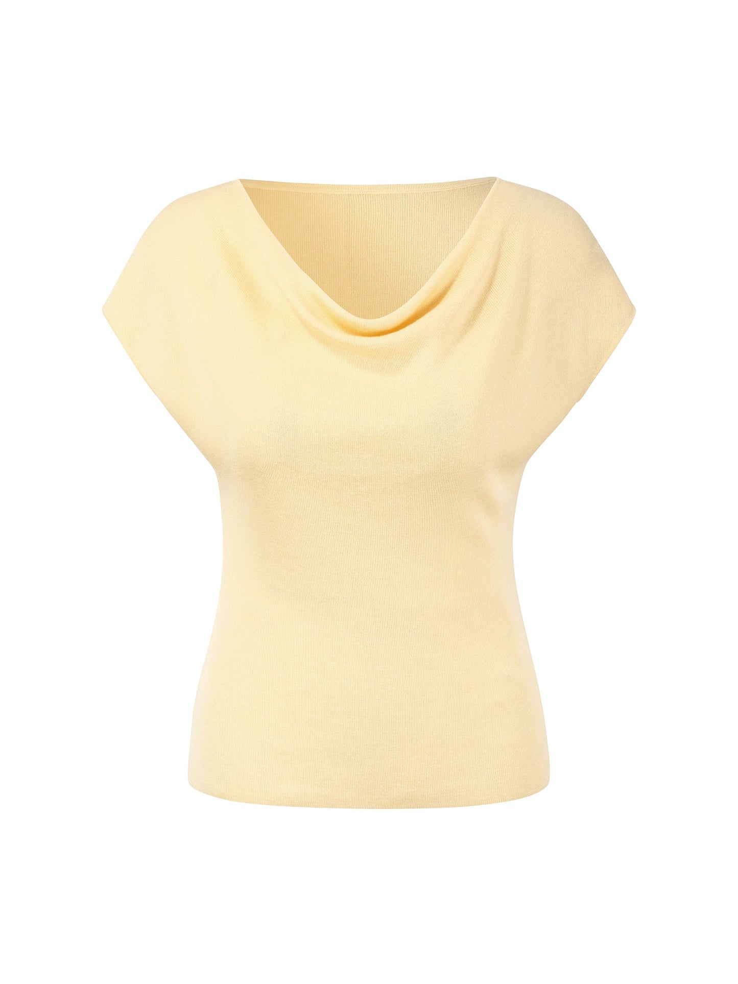 Tencel Mulberry Silk Cowl Neck Women Cap Sleeve Knit Top