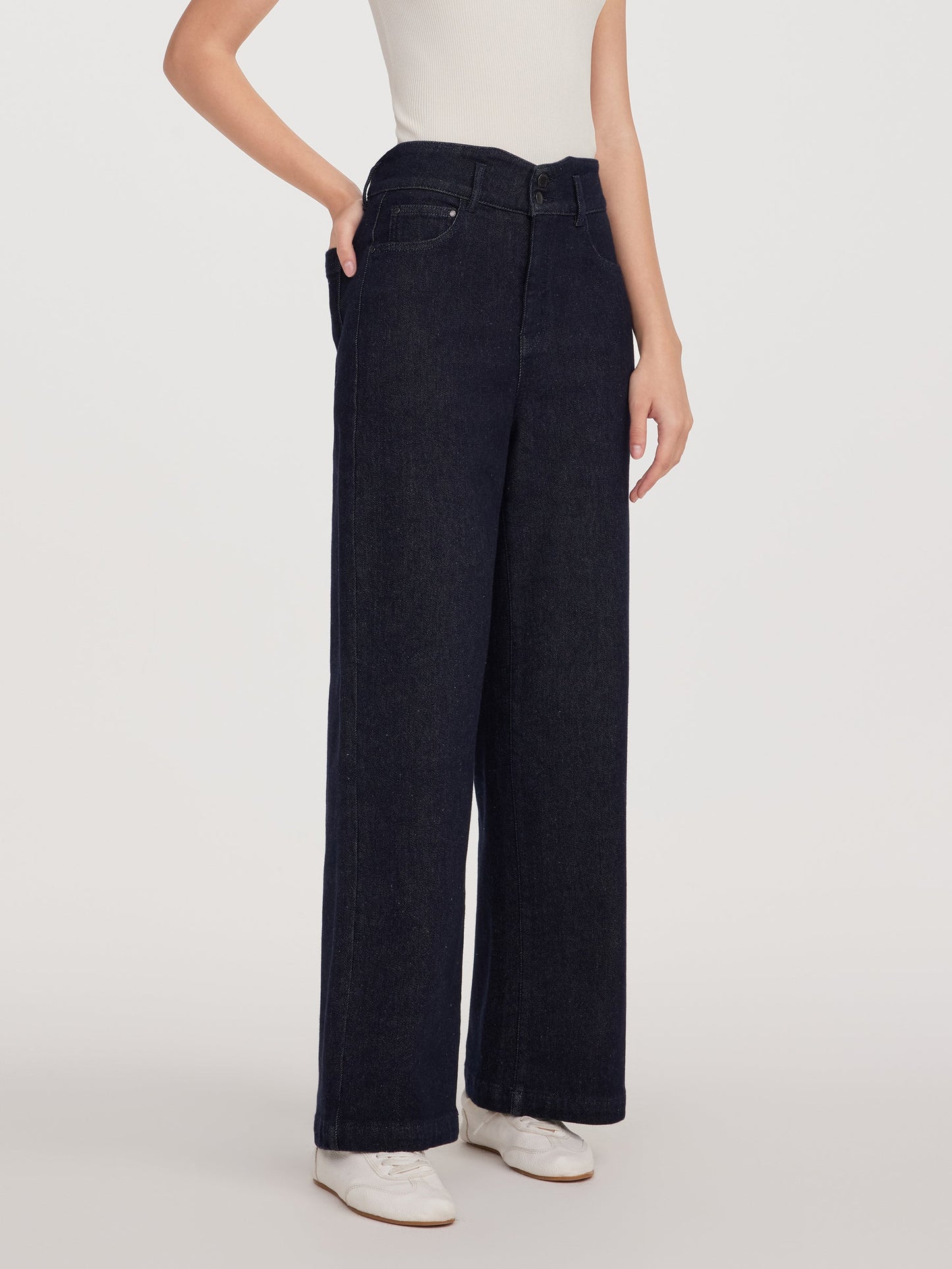 Cotton Denim Fleece Lined Straight Leg Women Jeans