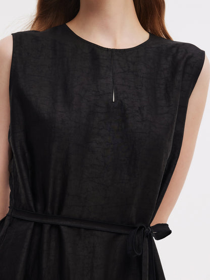 18MM Xiang Yun Silk Sleeveless Women Self-Tie Belt Maxi Dress