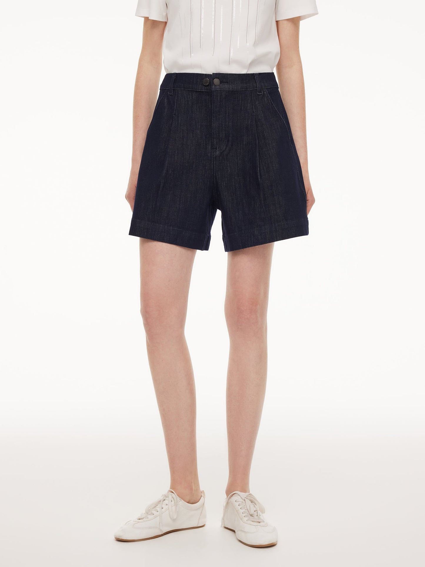 Stretchy Denim Adjustable Waist Women Shorts