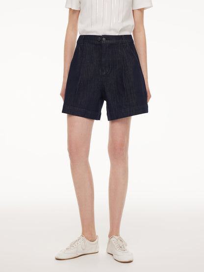 Stretchy Denim Adjustable Waist Women Shorts
