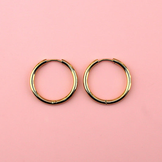 25mm Stainless Steel Hoop Earrings (Gold Plated)