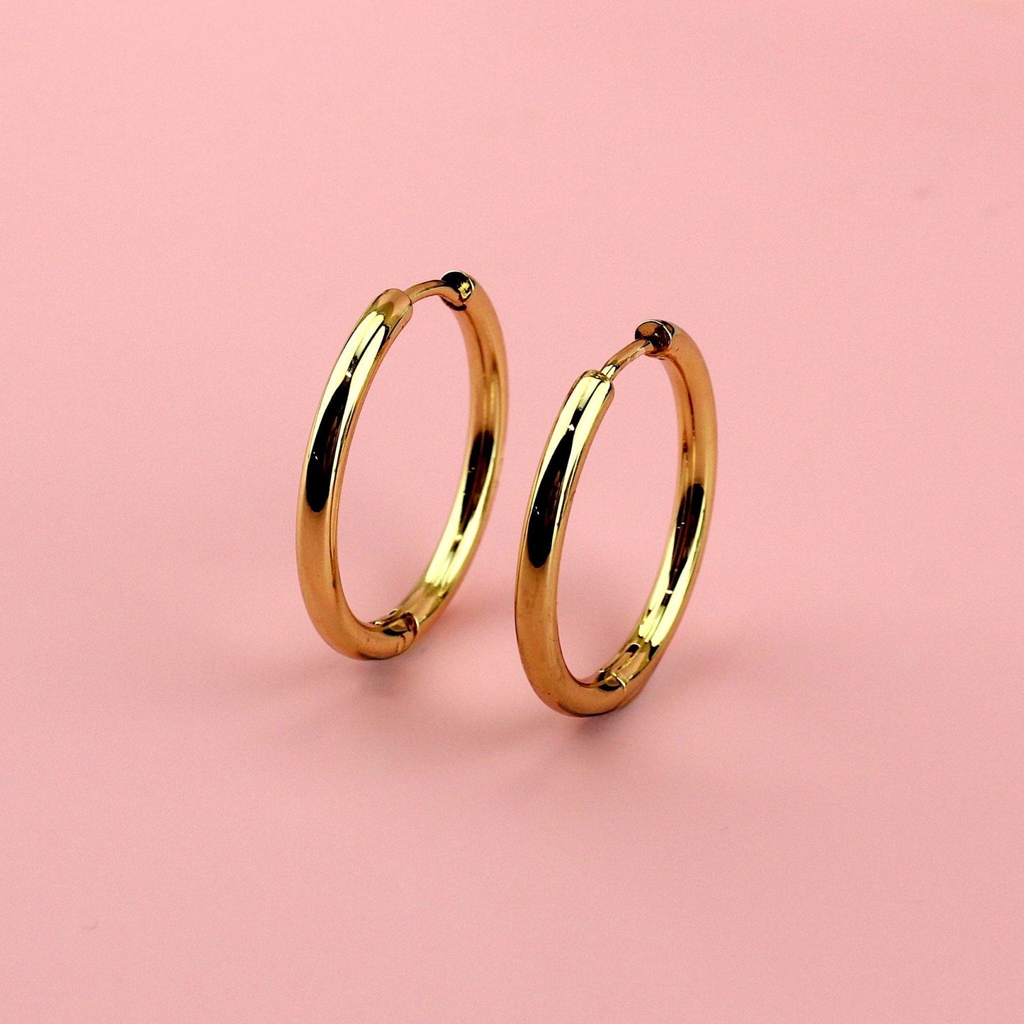 25mm Stainless Steel Hoop Earrings (Gold Plated)