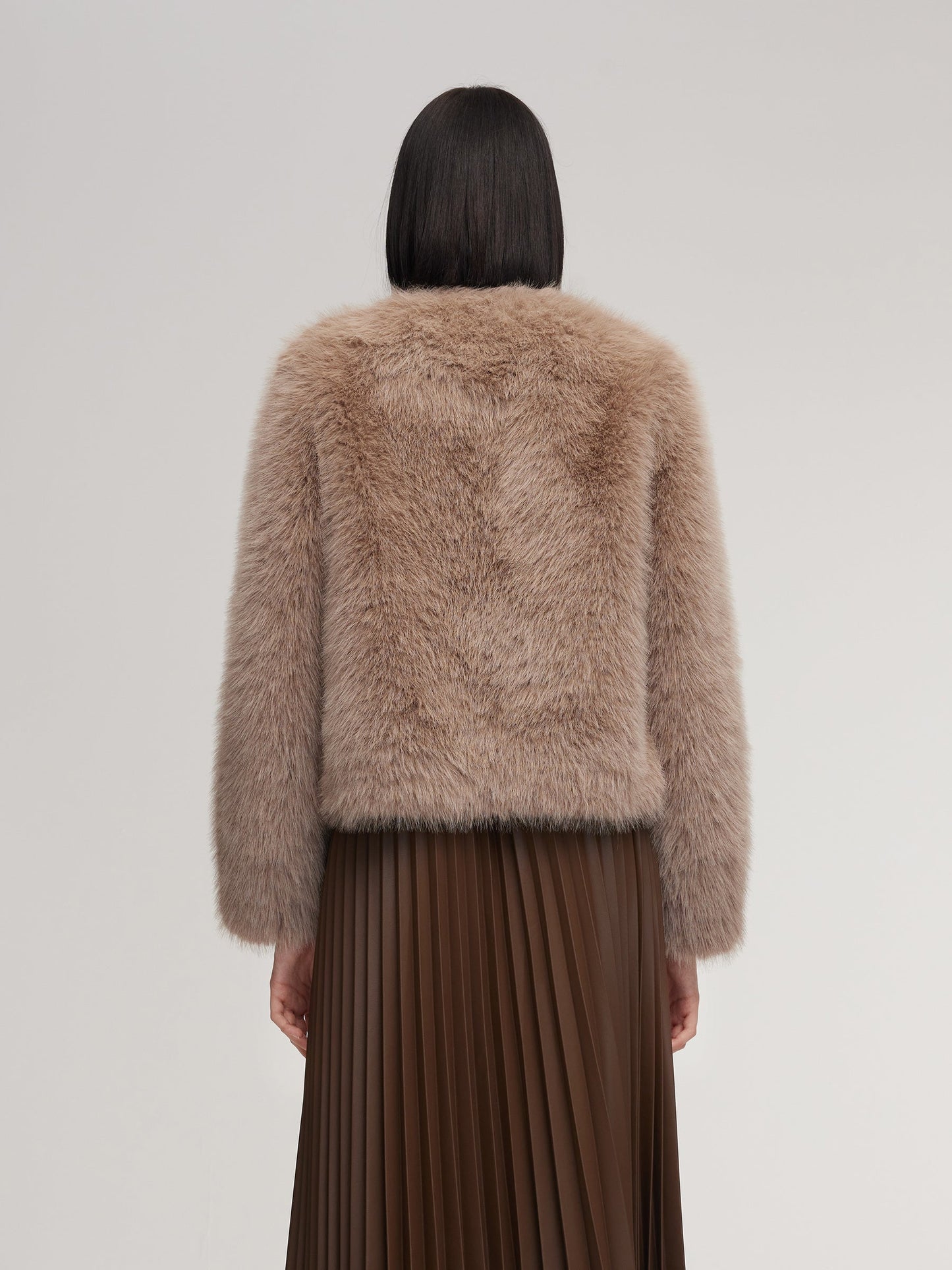 Eco-friendly Fur V-Neck Women Coat