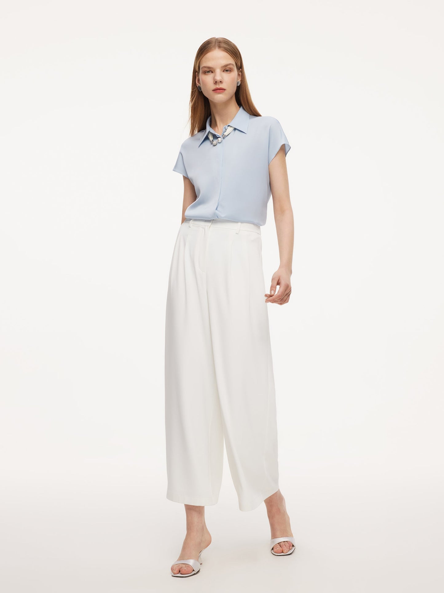 22MM Mulberry Silk Women Shirt With Silk Scarf