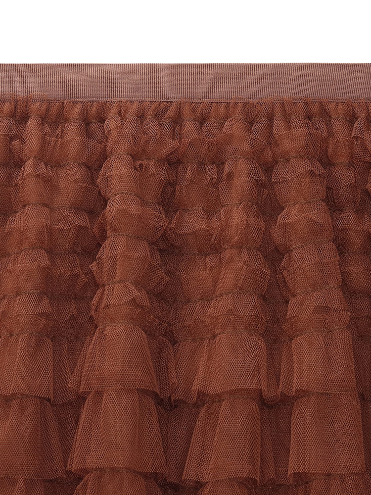 A-Line Mesh Ruffle Tiered Women Skirt