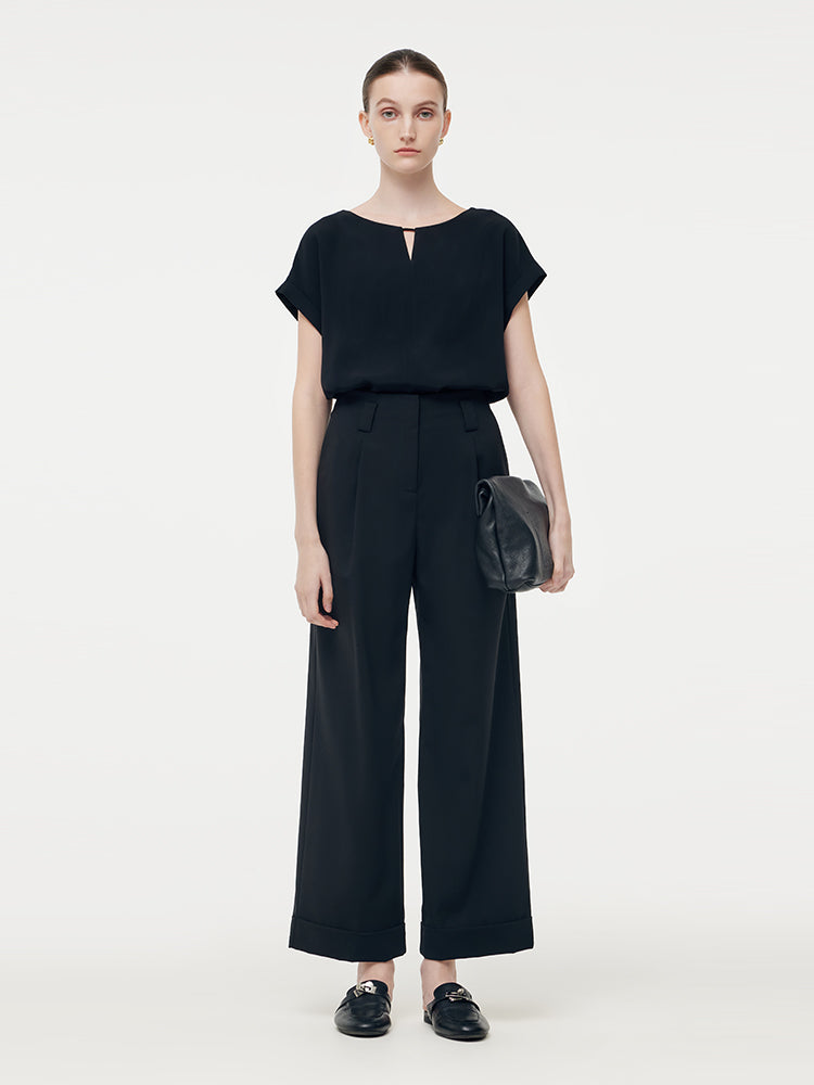 Machine Washable Wool Blend Women Straight Ankle Length Pants