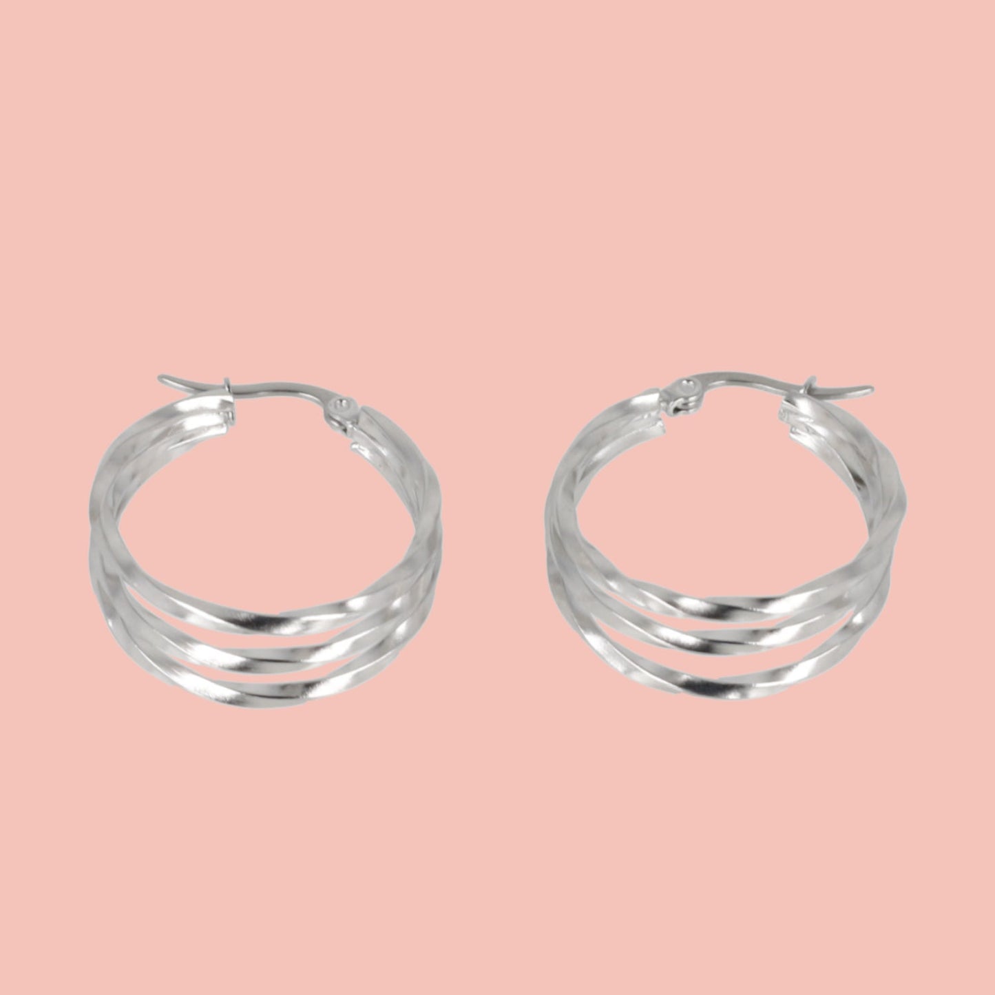 28mm Triple Twisted Hoop Earrings