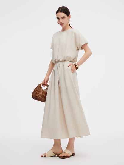 100% Linen Women High-Waisted A-Line Skirt