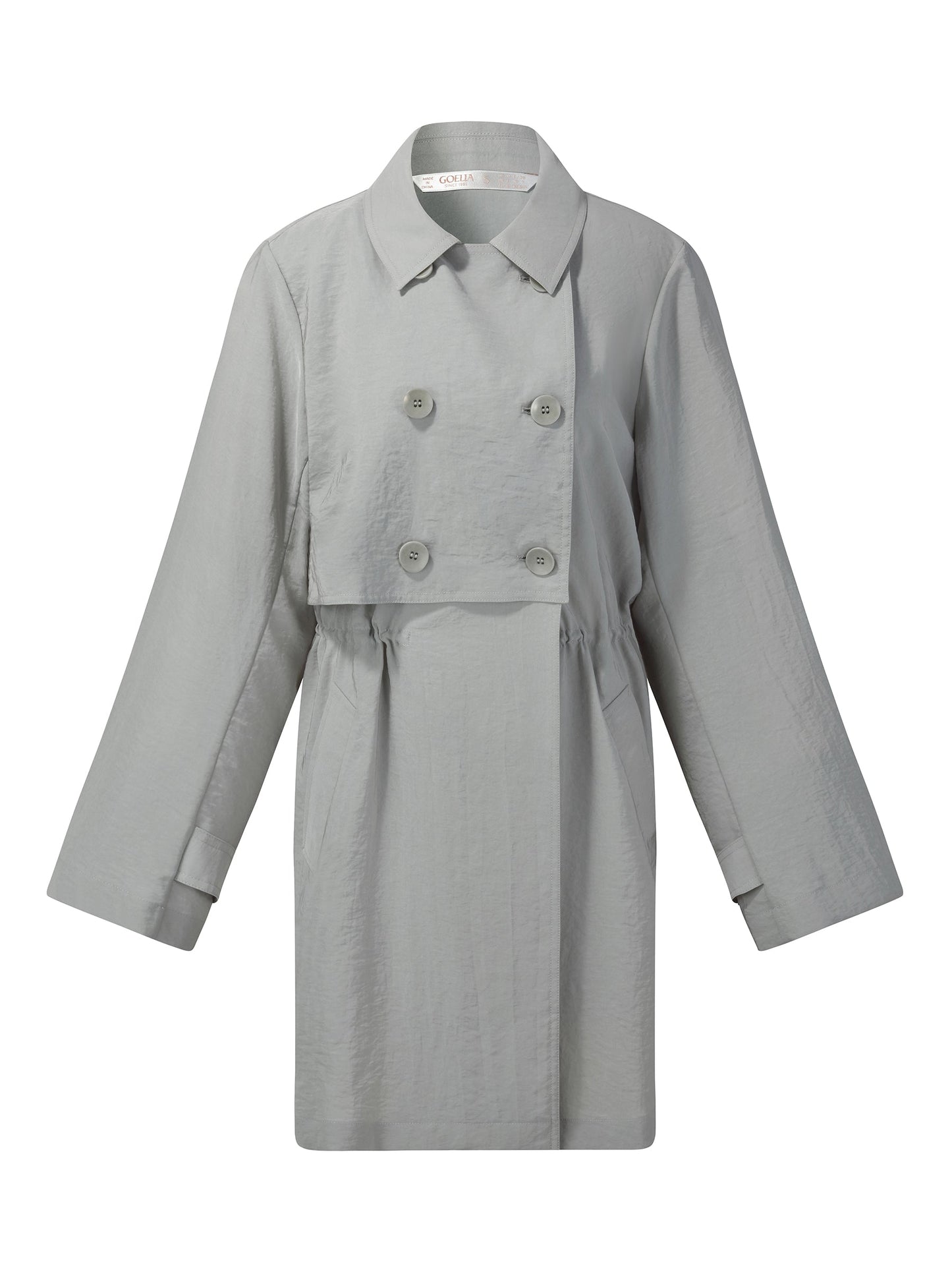 [Preview] Triacetate Blend Drawstring Waist Women Trench Coat