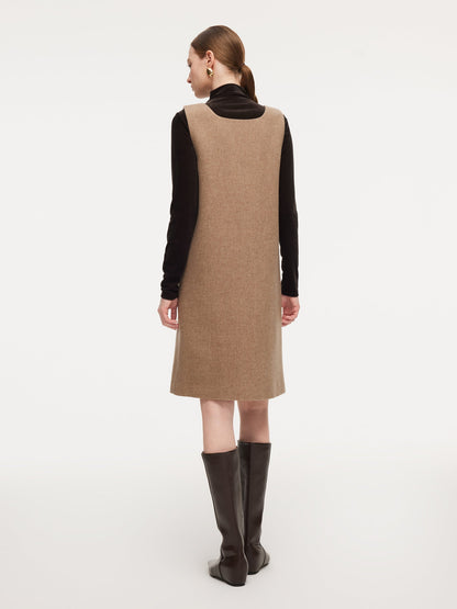 Washable Wool Cashmere Blend Sleeveless Dress And Velvet Knit Top Two-Piece Set