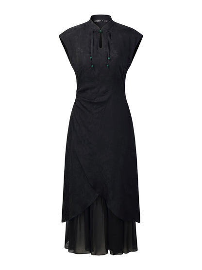 19MM Mulberry Silk Kapok Flower Jacquard Women Maxi Dress