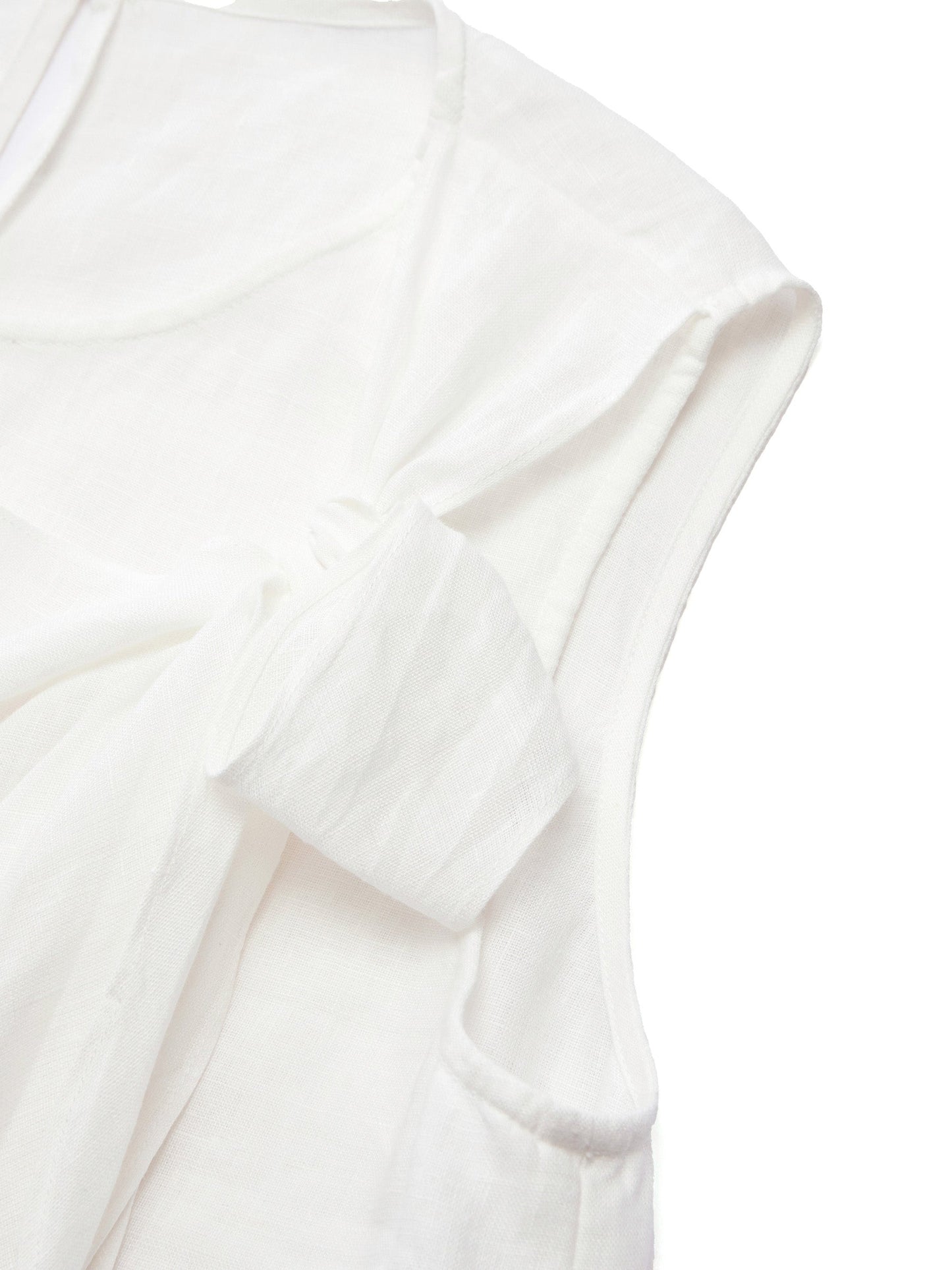 100% Linen Front Knot Tank Top And Pants Two-Piece Set