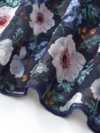 10MM Mulberry Silk Floral Print Women V-Neck Maxi Dress