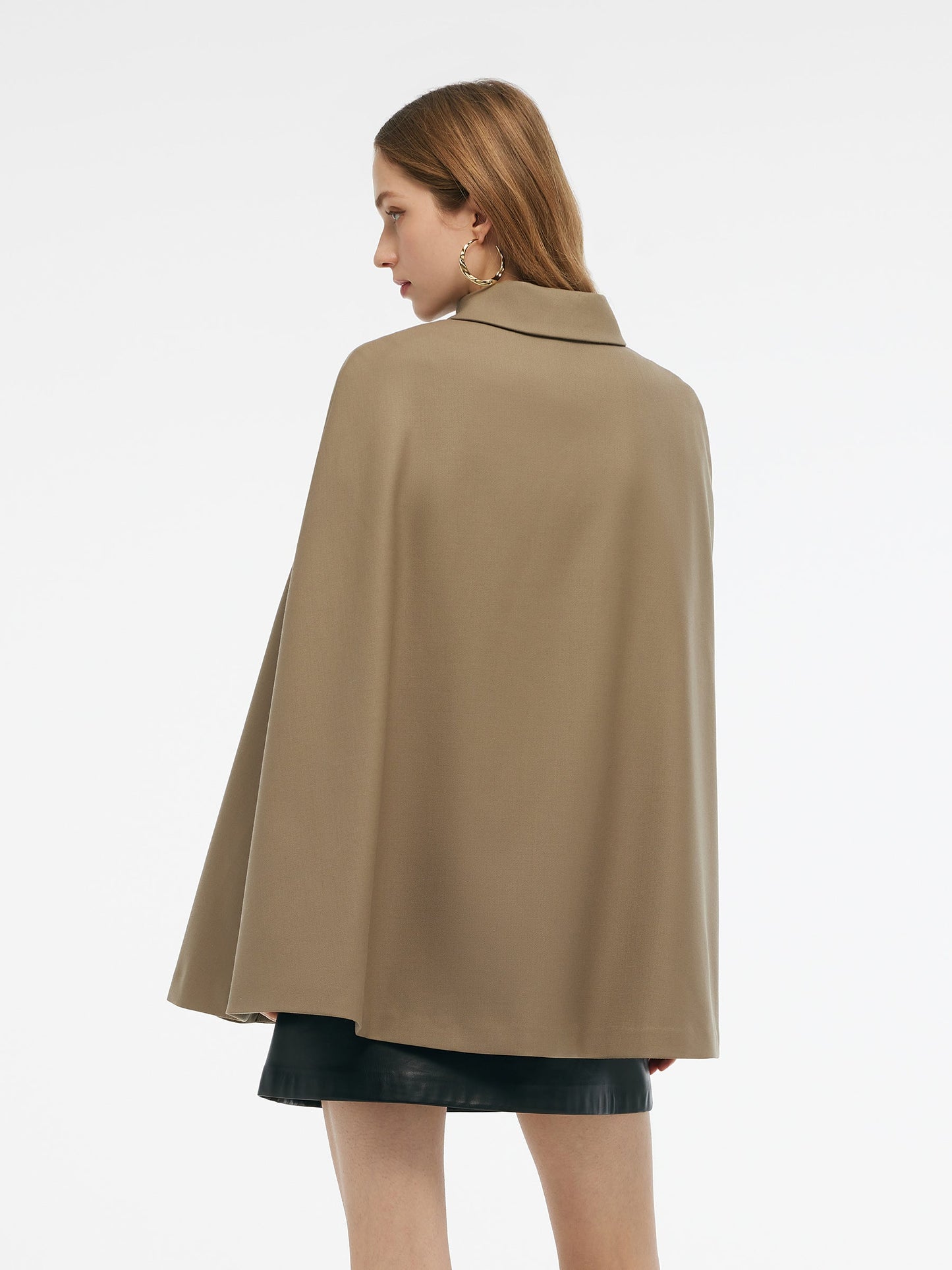100% Worsted Wool Cape And Vest Two-Piece Set With Belt