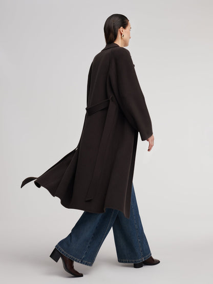 Cashmere Wool Blend Double-Faced Unisex Wrap Overcoat