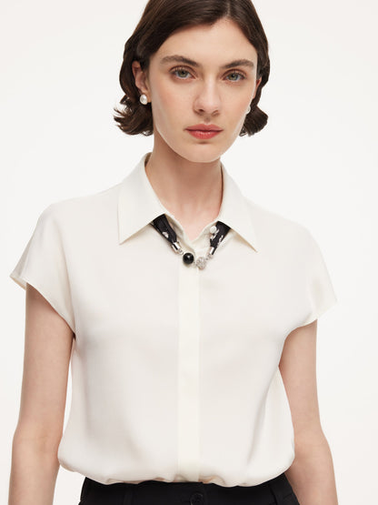 22MM Mulberry Silk Women Shirt With Silk Scarf