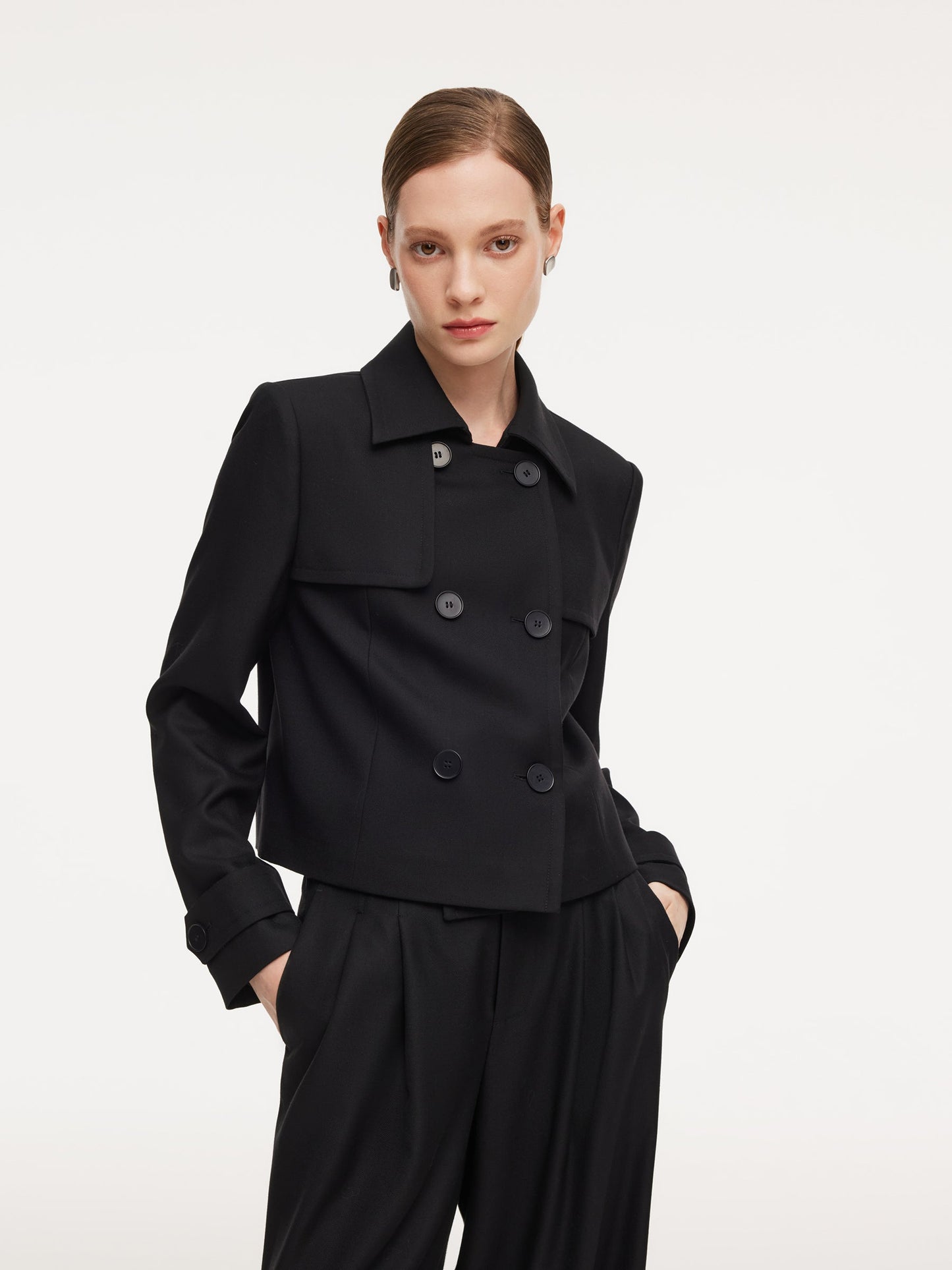 100% Worsted Wool Women Trench Jacket