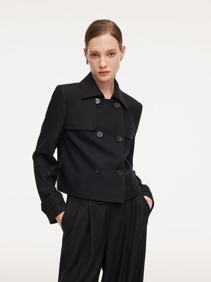 100% Worsted Wool Women Trench Jacket
