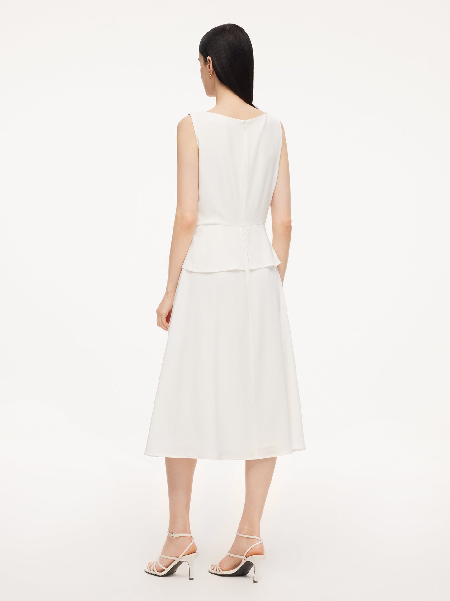 Triacetate Blend Mock Layered Women Sleeveless Midi Dress